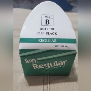Vintage 1992 L'eggs Regular Pantyhose Off Black Sheer Toe Size B
